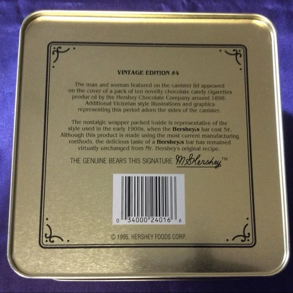1995 Hershey's Pure Milk‎ Chocolate Vintage Edition #4 Metal Candy Tin Canister